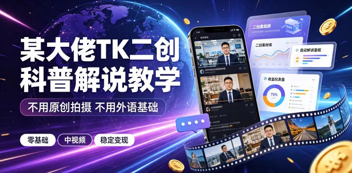 某大佬TK二创科普解说教学,不用原创拍摄不用外语基础,零基础做TikTok中视频稳定变现 某大佬TK二创科普解说教学,不用原创拍摄不用外语基础,零基础做TikTok中视频稳定变现