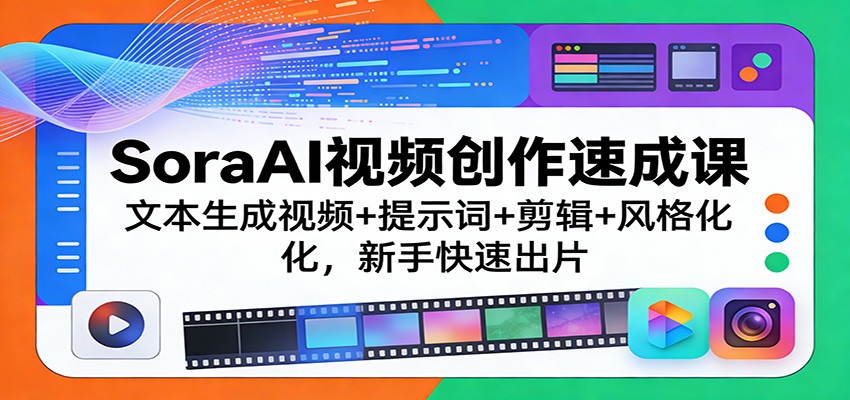 SoraAI视频创作速成课:文本生成视频+提示词+剪辑+风格化,新手快速出片 SoraAI视频创作速成课:文本生成视频+提示词+剪辑+风格化,新手快速出片