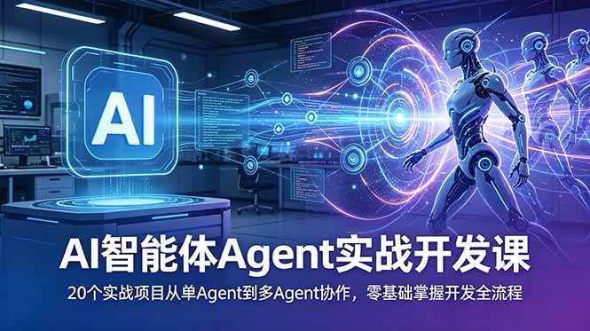 （18983期）AI智能体Agent实战开发课：20个实战项目从单Agent到多Agent协作，零基础掌握开发全流程-卓越网创