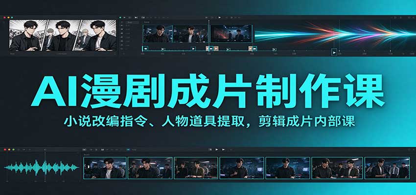 AI漫剧成片制作课：小说改编指令、人物道具提取，剪辑成片全流程-卓越网创