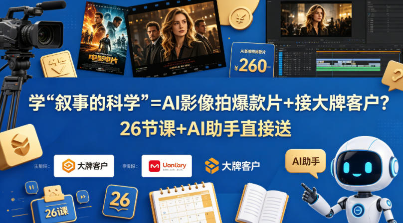 学《叙事的科学》=AI影像拍爆款片+接大牌客户?26节课+AI助手直接送【原创双语字幕】 学《叙事的科学》=AI影像拍爆款片+接大牌客户?26节课+AI助手直接送【原创双语字幕】