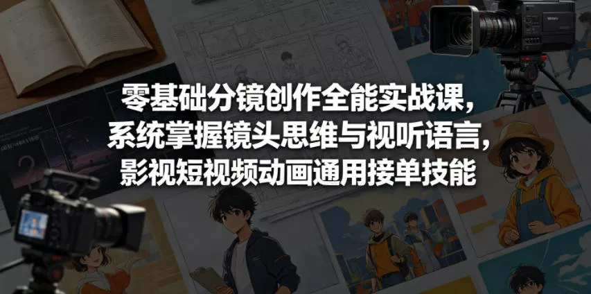 零基础分镜创作全能实战课,系统掌握镜头思维与视听语言,影视短视频动画通用接单技能-卓越网创
