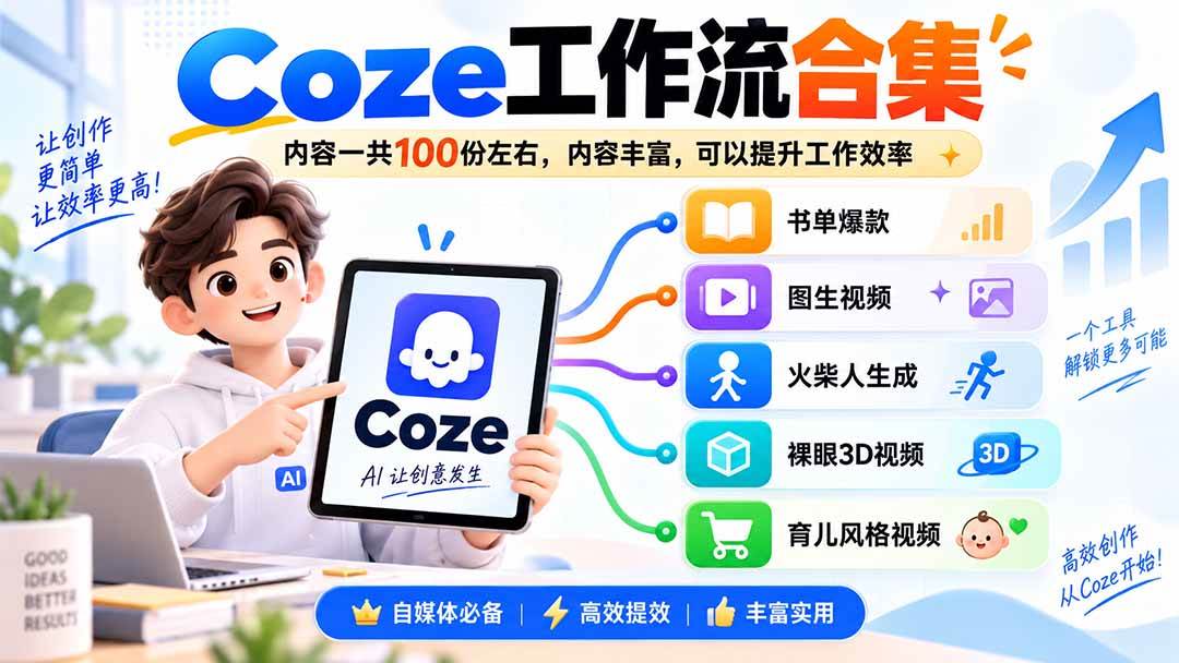 （20440期）Coze工作流合集，内容一共100份左右，内容丰富，可以提供工作效率-卓越网创