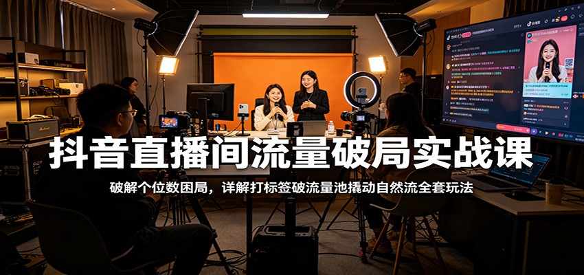 抖音直播间流量破局实战课：破解个位数困局，详解打标签破流量池撬动自然流全套玩法-卓越网创
