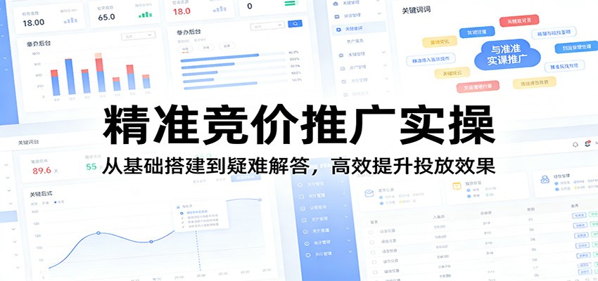 精准竞价推广实操:从基础搭建到疑难解答,高效提升投放效果-卓越网创
