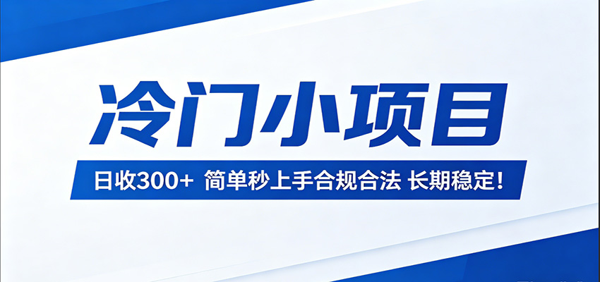 冷门小项目，日收300＋，简单秒上手合规合法，长期稳定！-卓越网创