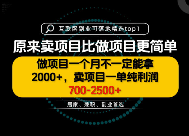 一单利润700-2.5K+,为什么我们要卖项目而不是做项目,我们普通人应该怎样开始?【揭秘】-卓越网创