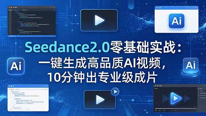 (18323期)Seedance2.0零基础实战:一键生成高品质AI视频,10分钟出专业级成片-卓越网创