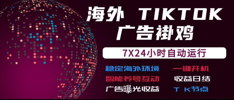 海外TikTok挂G流量变现，7X24自动运行，广告曝光收益，收益日结【揭秘】-卓越网创