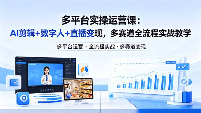 某团队多平台实操运营课-更新26年4月29:AI剪辑+数字人+直播变现,多赛道全流程实战教学 某团队多平台实操运营课-更新26年4月29:AI剪辑+数字人+直播变现,多赛道全流程实战教学