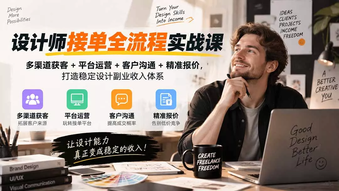 设计师接单全流程实战课-无水印｜多渠道获客+平台运营+客户沟通+精准报价，打造稳定设计副业收入体系-卓越网创