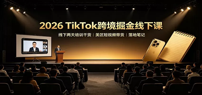 2026 TikTok跨境掘金线下课：线下两天培训干货，美区短视频带货落地笔记-卓越网创