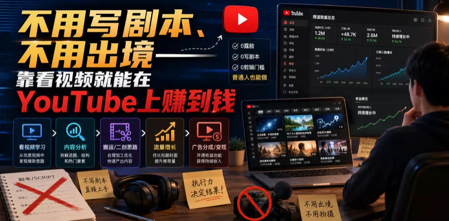 不用写剧本、不用出境——靠看视频就能在YouTube上賺到钱【原创双语字幕】-卓越网创