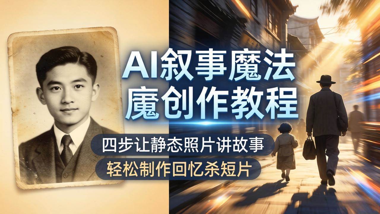 (18208期)AI叙事魔法创作教程,四步让静态照片讲故事,老照片修复加动态特效,轻松制作回忆杀短片 (18208期)AI叙事魔法创作教程,四步让静态照片讲故事,老照片修复加动态特效,轻松制作回忆杀短片