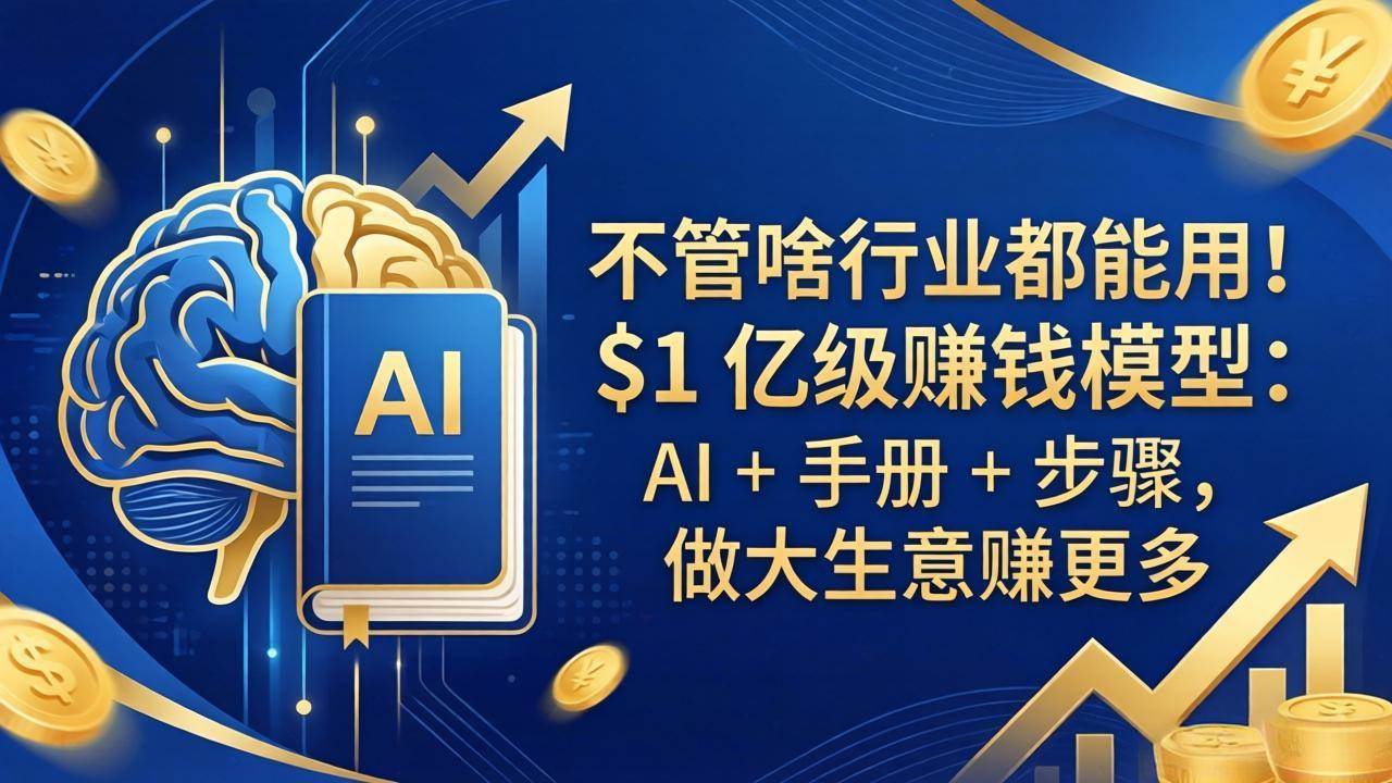 (18055期)不管啥行业都能用!$1 亿级赚钱模型:AI + 手册 + 步骤,做大生意赚更多 (18055期)不管啥行业都能用!$1 亿级赚钱模型:AI + 手册 + 步骤,做大生意赚更多