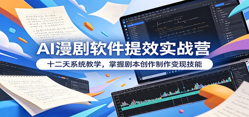 AI漫剧软件提效实战营:十二天系统教学,掌握剧本创作制作变现技能-卓越网创