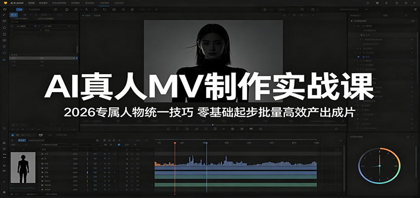 AI真人MV制作实战课：2026专属人物统一技巧，零基础起步批量高效产出成片-卓越网创