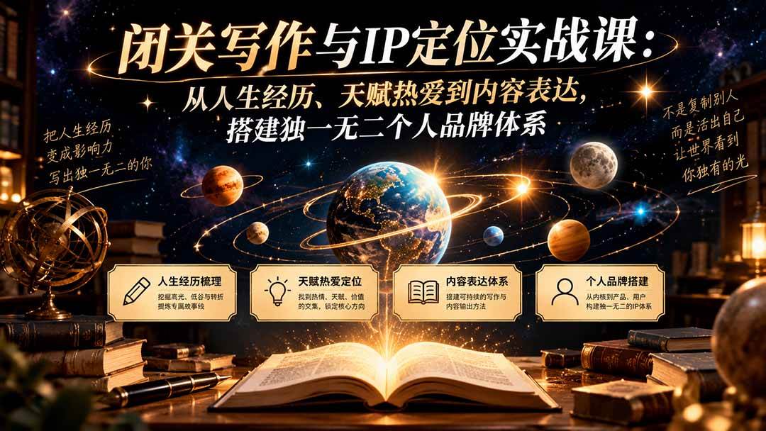 (20634期)闭关写作与IP定位实战课:从人生经历、天赋热爱到内容表达,搭建独一无二个人品牌体系-卓越网创