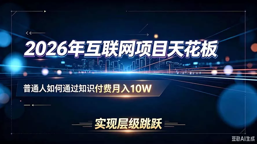 2026年互联网项目天花板:普通人如何通过知识付费月入10W,实现层级跳跃-卓越网创