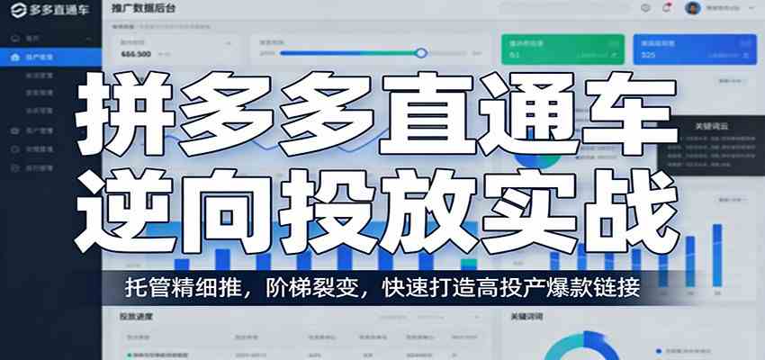拼多多直通车逆向投放实战:托管精细推,阶梯裂变,快速打造高投产爆款链接-卓越网创