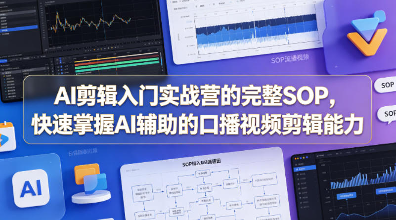 AI剪辑入门实战营的完整SOP，快速掌握AI辅助的口播视频剪辑能力-卓越网创