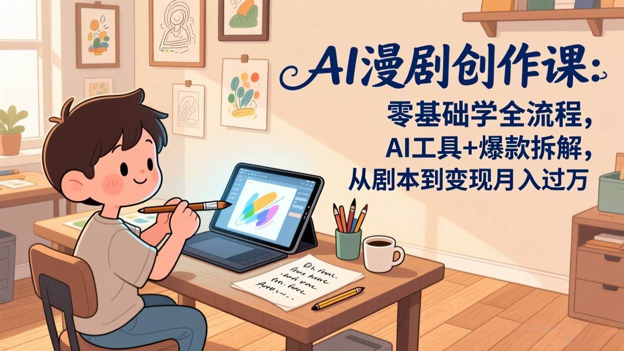 (17519期)AI漫剧创作课:零基础学全流程,AI工具+爆款拆解,从剧本到变现月入过万-卓越网创