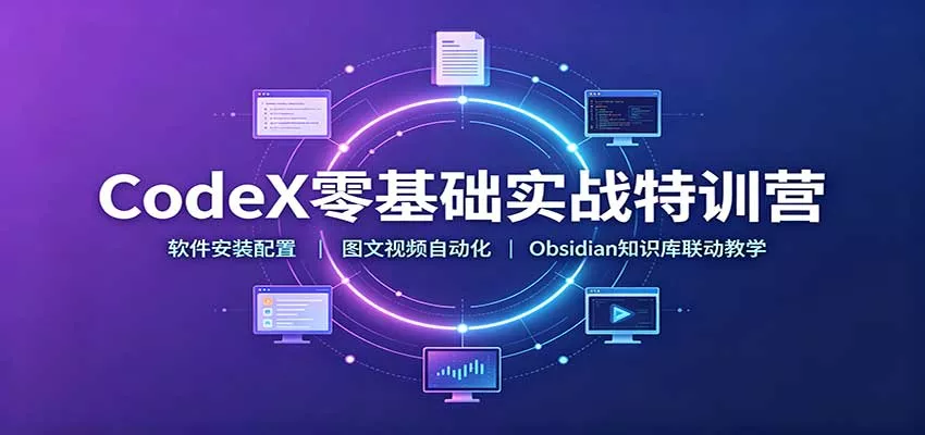 CodeX零基础实战特训营：软件安装配置，图文视频自动化，Obsidian知识库联动教学-卓越网创