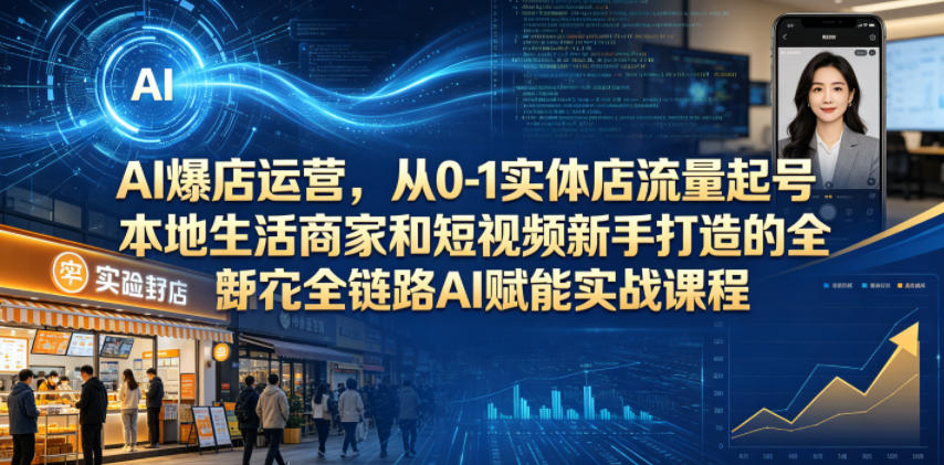 AI爆店运营，从0-1实体店流量起号，本地生活商家和短视频新手打造的全链路AI赋能实战课程-卓越网创