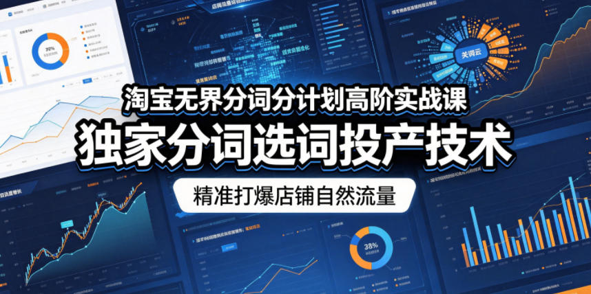 淘宝无界分词分计划高阶实战课，独家分词选词投产技术，精准打爆店铺自然流量-卓越网创
