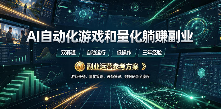 AI自动化游戏和量化躺賺副业:日入几张,稳定运行三年的项目!【揭秘】 AI自动化游戏和量化躺賺副业:日入几张,稳定运行三年的项目!【揭秘】