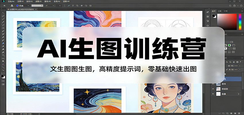 AI生图训练营：文生图图生图，高精度提示词，零基础快速出图-卓越网创