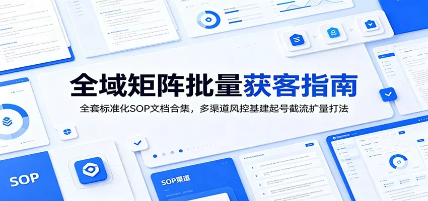 全域矩阵批量获客指南：全套标准化SOP文档合集，多渠道风控基建起号截流扩量打法-卓越网创
