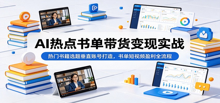 AI热点书单带货变现实战:热门书籍选题垂直账号打造,书单短视频盈利全流程-卓越网创