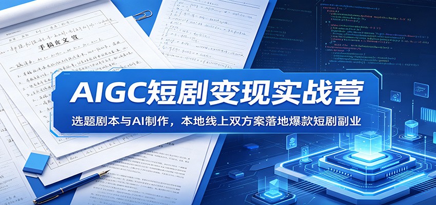 AIGC短剧变现实战营:选题剧本与AI制作,本地线上双方案落地爆款短剧副业-卓越网创