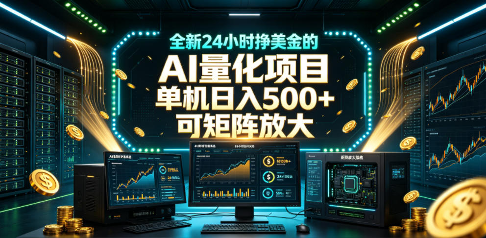全新24小时挣美金的AI量化项目,单机日入500+,每天见收益,可矩阵放大【揭秘】-卓越网创
