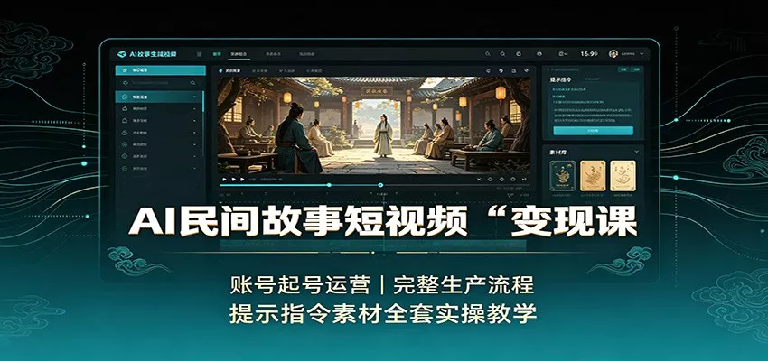 AI民间故事短视频变现课：账号起号运营，完整生产流程，提示指令素材全套实操教学-卓越网创