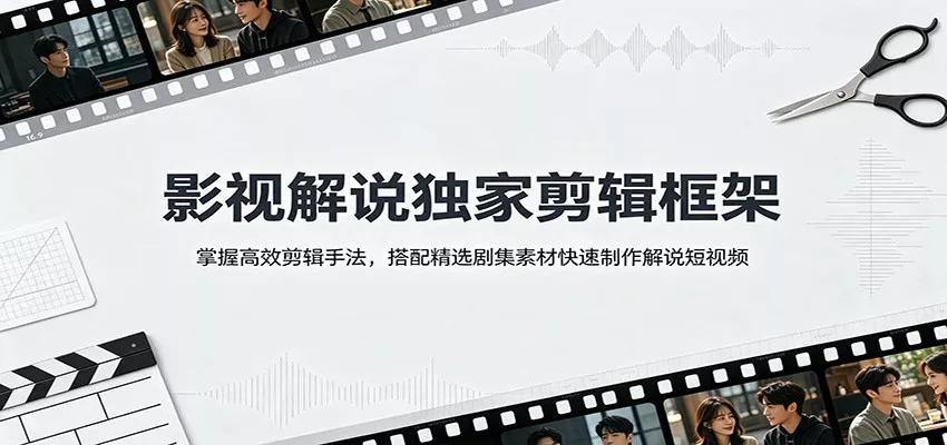 影视解说独家剪辑框架:掌握高效剪辑手法,搭配精选剧集素材快速制作解说短视频-卓越网创