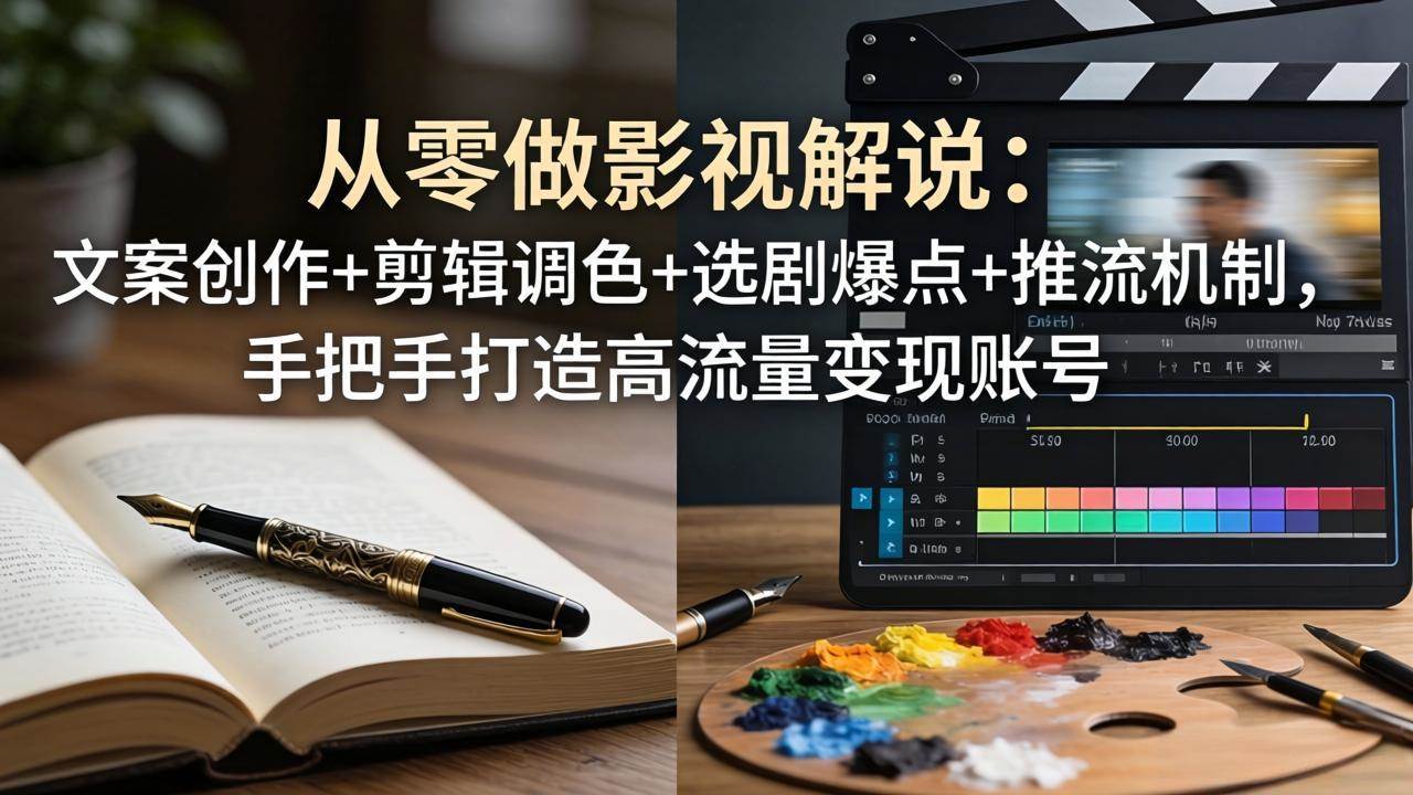 （17972期）从零做影视解说：文案创作+剪辑调色+选剧爆点+推流机制，手把手打造高流量变现账号-卓越网创