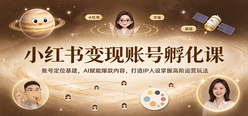 小红书变现账号孵化课：账号定位基建，AI赋能爆款内容，打造IP人设掌握高阶运营玩法-卓越网创