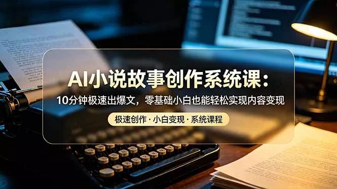 AI小说故事创作系统课:10分钟极速出爆文,零基础小白也能轻松实现内容变现 AI小说故事创作系统课:10分钟极速出爆文,零基础小白也能轻松实现内容变现