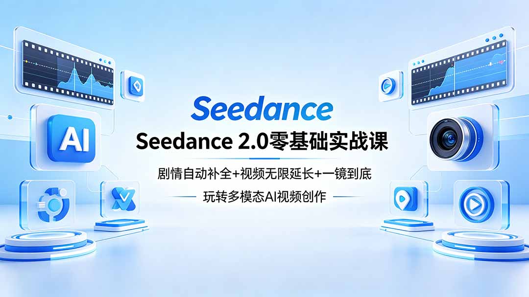 Seedance 2.0零基础实战课:剧情自动补全+视频无限延长+一镜到底:玩转多模态AI视频创作-卓越网创