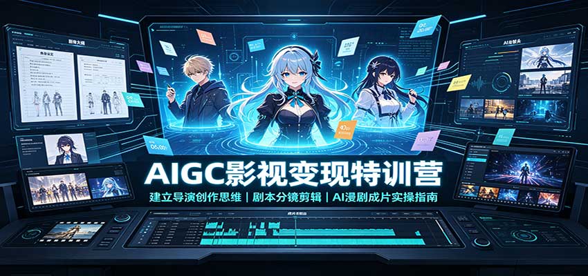 AIGC影视变现特训营:建立导演创作思维,剧本分镜剪辑,AI漫剧成片实操指南-卓越网创