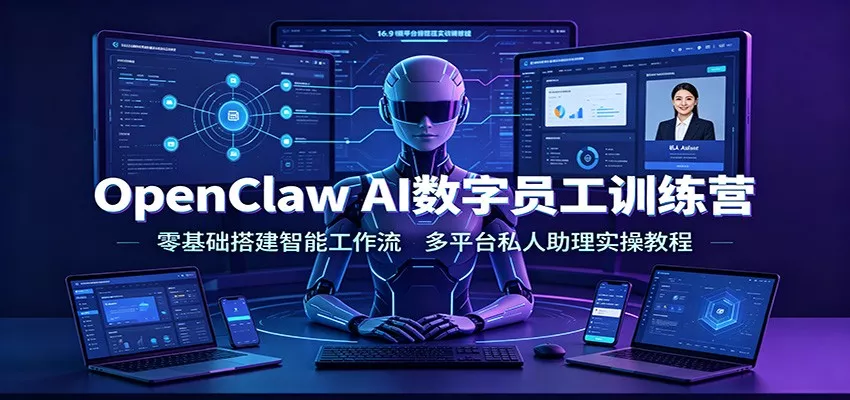 OpenClaw AI数字员工训练营:零基础搭建智能工作流,多平台私人助理实操教程-卓越网创