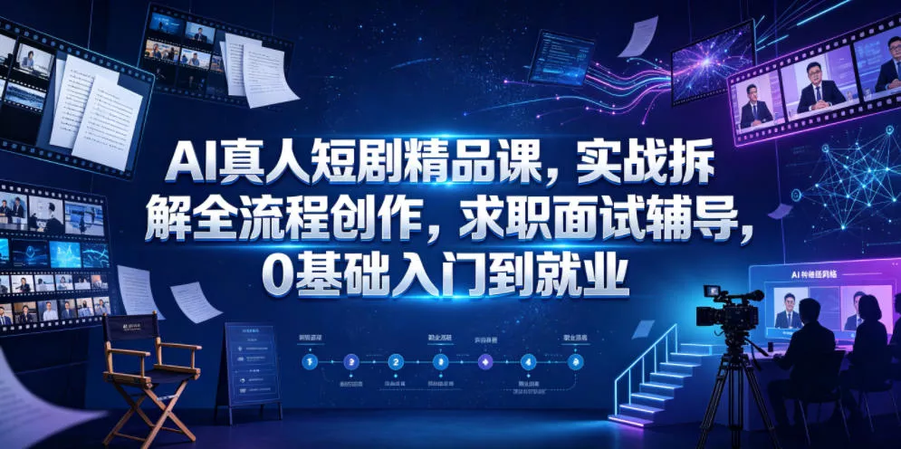 AI真人短剧精品课,实战拆解全流程创作,求职面试辅导,0基础入门到就业 AI真人短剧精品课,实战拆解全流程创作,求职面试辅导,0基础入门到就业