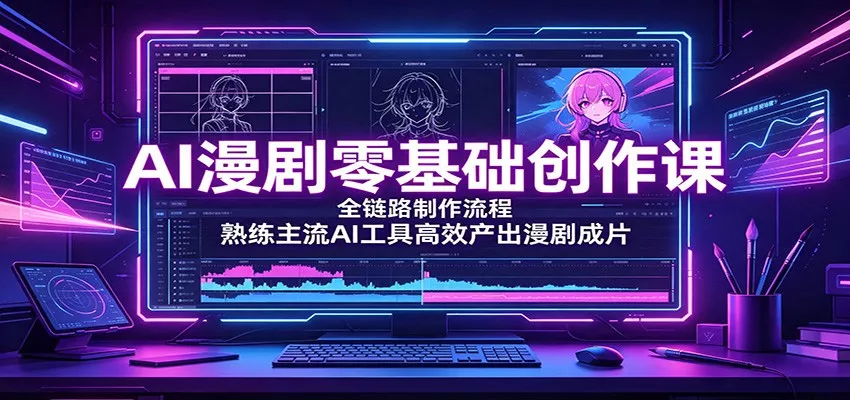 AI漫剧零基础创作课：全链路制作流程，熟练主流AI工具高效产出漫剧成片-卓越网创