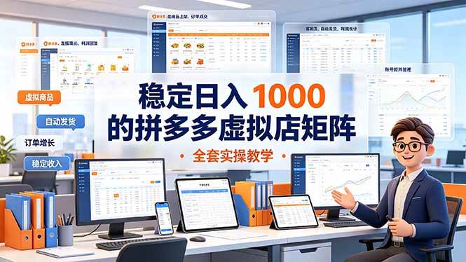 （19253期）稳定日入 1000 的拼多多虚拟店矩阵，全套实操教学-卓越网创