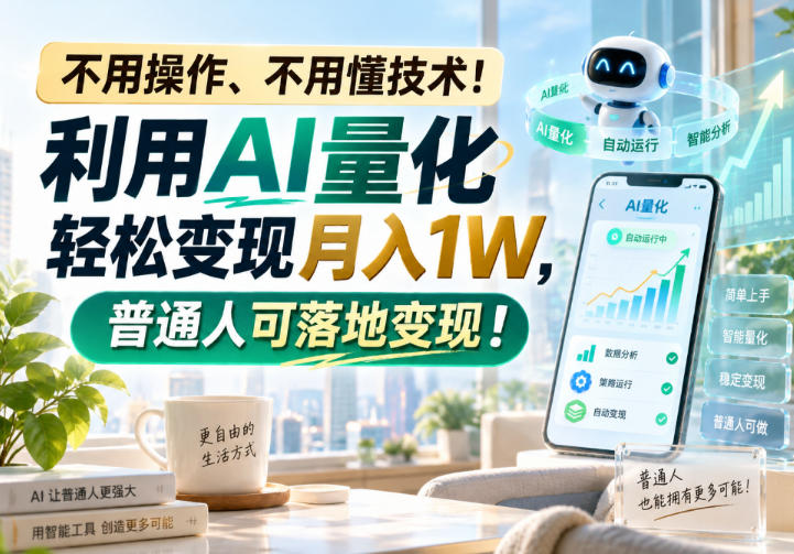 利用AI量化轻松变现月入1W,普通人可落地变现,不用操作、不用懂技术!-卓越网创
