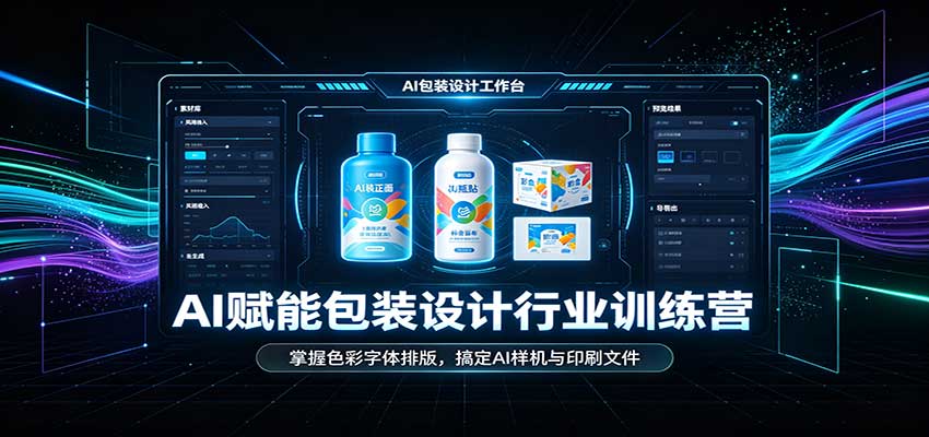 AI赋能包装设计行业训练营:掌握色彩字体排版,搞定AI样机与印刷文件-卓越网创
