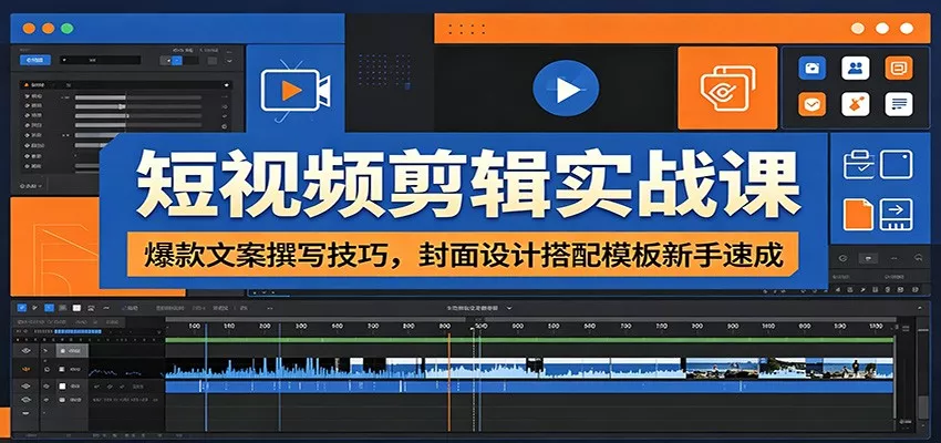 短视频剪辑实战课：爆款文案撰写技巧，封面设计搭配模板新手速成-卓越网创
