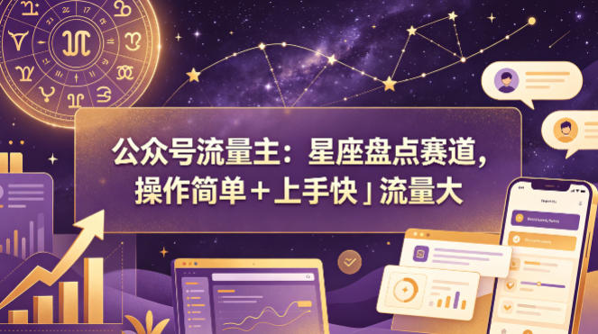 公众号流量主：星座盘点赛道，操作简单＋上手快＋流量大-卓越网创
